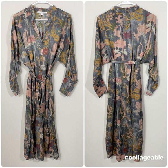 $398 Burning Torch Carlotta Silk Blend Caftan Belted Dress Sz XS Anthropologie - Picture 4 of 11